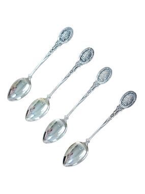 Vintage Set of 4 EPNS Demitasse Spoons 4.5"  "Nec Tamen Consumebatur"
